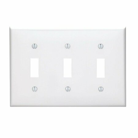 LEVITON 3-Gang Thermoplastic Nylon Toggle Switch Wall Plate, White 002-80711-00W